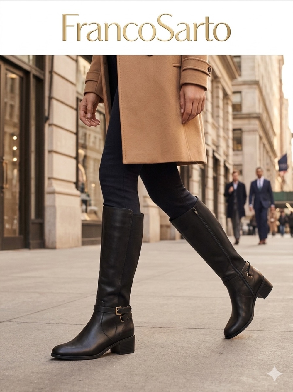Franco Sarto Black Leather Knee High Riding Boots